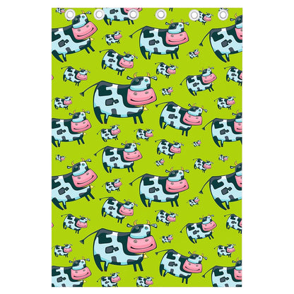 Cartoon Smiley Cow Pattern Print Curtain