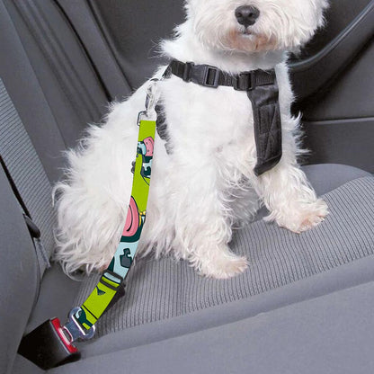 Cartoon Smiley Cow Pattern Print Dog Seat Belt