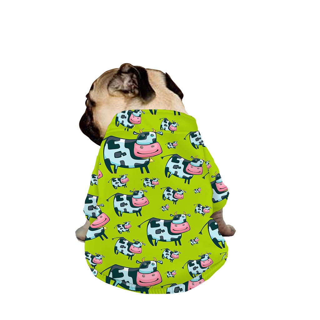 Cartoon Smiley Cow Pattern Print Dog Zip Up Jacket