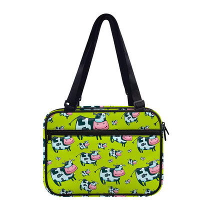 Cartoon Smiley Cow Pattern Print Double Strap Bible Bag
