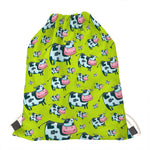 Cartoon Smiley Cow Pattern Print Drawstring Bag