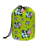 Cartoon Smiley Cow Pattern Print Drawstring Makeup Bag