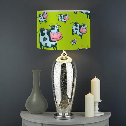 Cartoon Smiley Cow Pattern Print Drum Lamp Shade