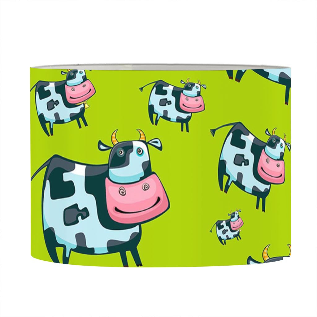 Cartoon Smiley Cow Pattern Print Drum Lamp Shade
