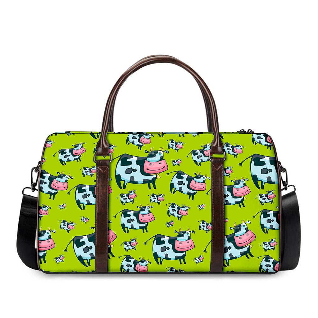 Cartoon Smiley Cow Pattern Print Duffle Bag