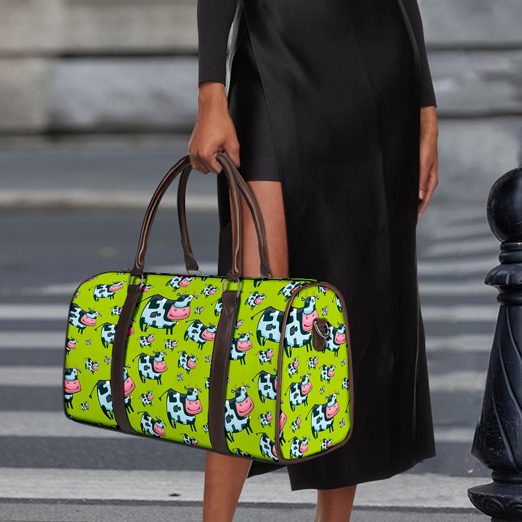 Cartoon Smiley Cow Pattern Print Duffle Bag