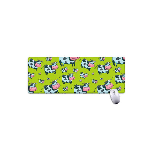 Cartoon Smiley Cow Pattern Print Extended Mouse Pad