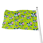 Cartoon Smiley Cow Pattern Print Flag