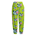 Cartoon Smiley Cow Pattern Print Fleece Lined Knit Pants
