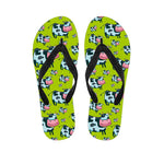 Cartoon Smiley Cow Pattern Print Flip Flops