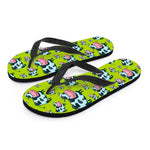 Cartoon Smiley Cow Pattern Print Flip Flops