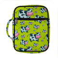 Cartoon Smiley Cow Pattern Print Front Pocket Bible Bag