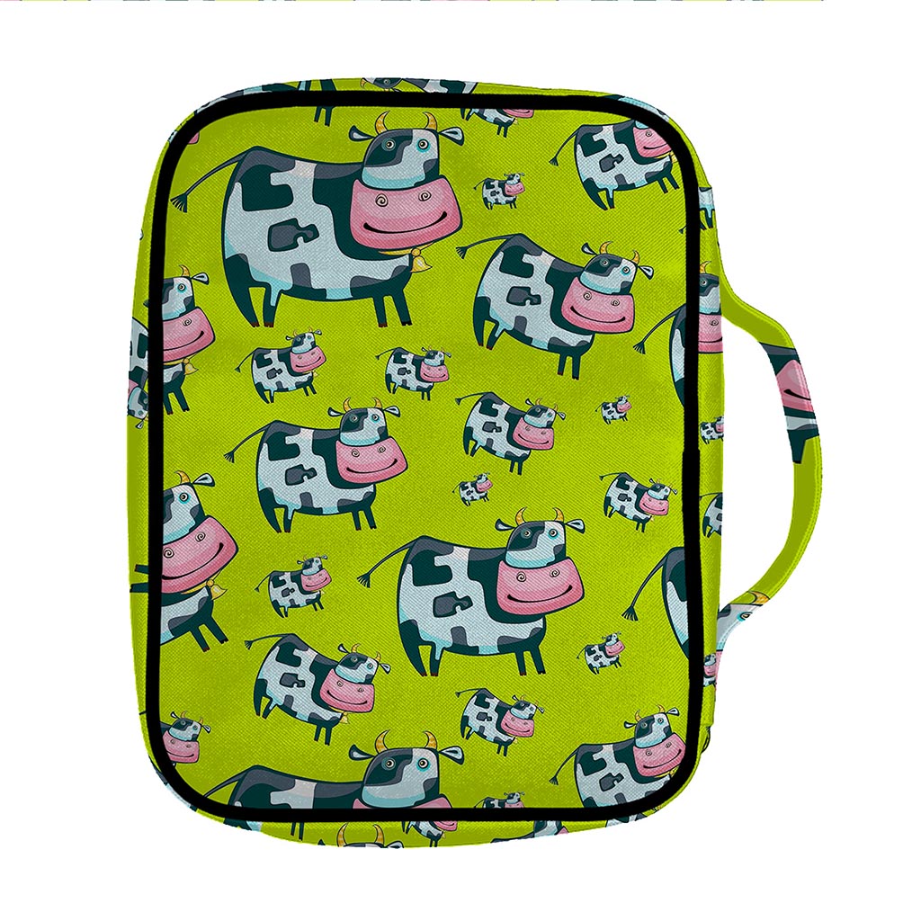 Cartoon Smiley Cow Pattern Print Front Pocket Bible Bag