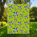 Cartoon Smiley Cow Pattern Print Garden Flag