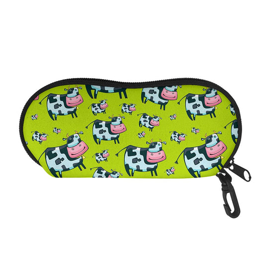 Cartoon Smiley Cow Pattern Print Glasses Case