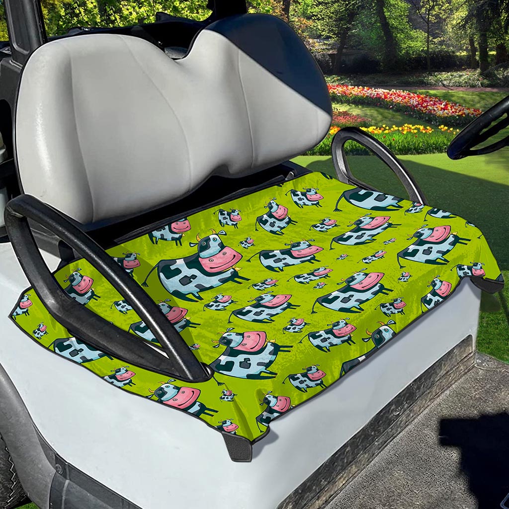 Cartoon Smiley Cow Pattern Print Golf Cart Seat Cover