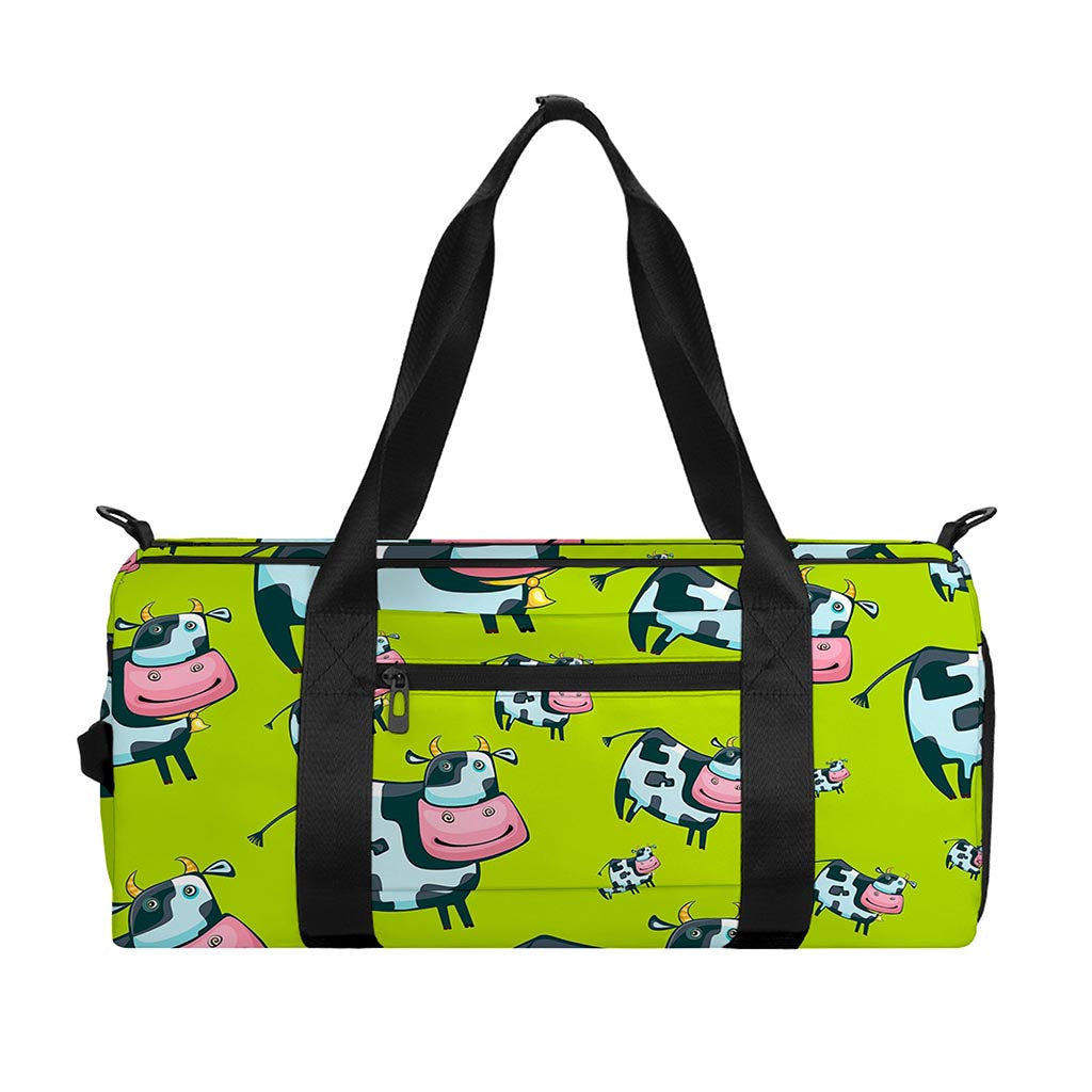 Cartoon Smiley Cow Pattern Print Gym Bag