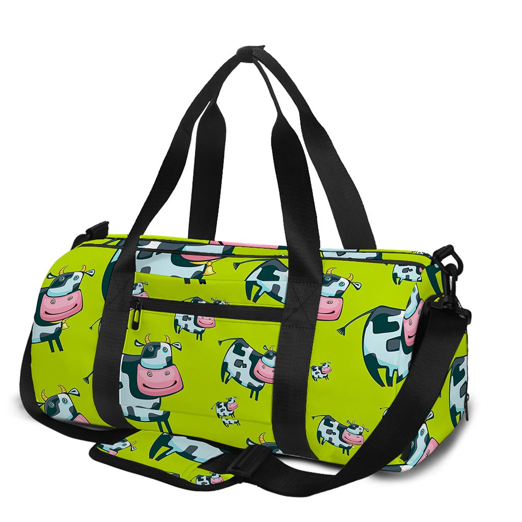Cartoon Smiley Cow Pattern Print Gym Bag