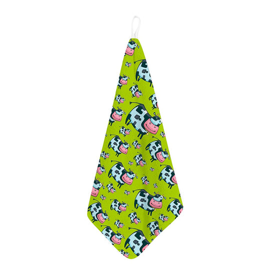 Cartoon Smiley Cow Pattern Print Hand Towel