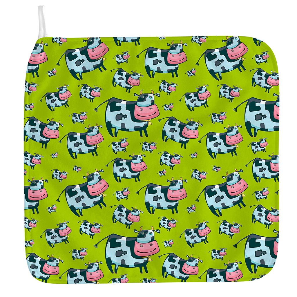 Cartoon Smiley Cow Pattern Print Hand Towel