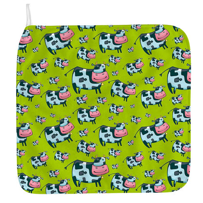 Cartoon Smiley Cow Pattern Print Hand Towel