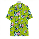 Cartoon Smiley Cow Pattern Print Hawaiian Shirt