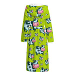 Cartoon Smiley Cow Pattern Print Hooded Bathrobe