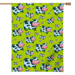 Cartoon Smiley Cow Pattern Print House Flag