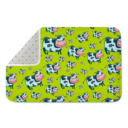 Cartoon Smiley Cow Pattern Print Indoor Door Mat