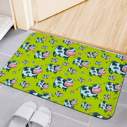 Cartoon Smiley Cow Pattern Print Indoor Door Mat