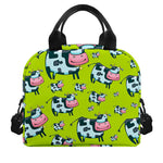 Cartoon Smiley Cow Pattern Print Insulated Lunch Bag