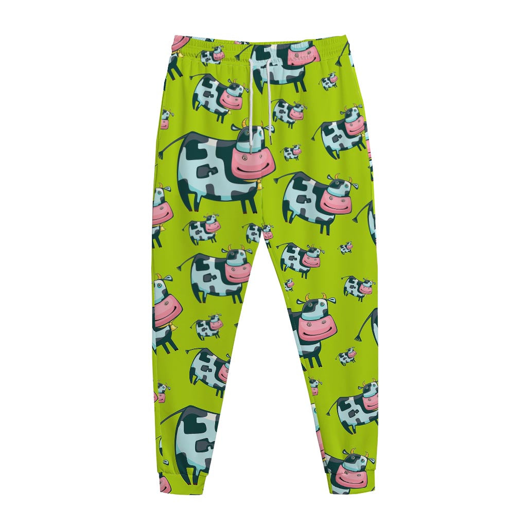 Cartoon Smiley Cow Pattern Print Jogger Pants