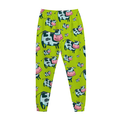 Cartoon Smiley Cow Pattern Print Jogger Pants