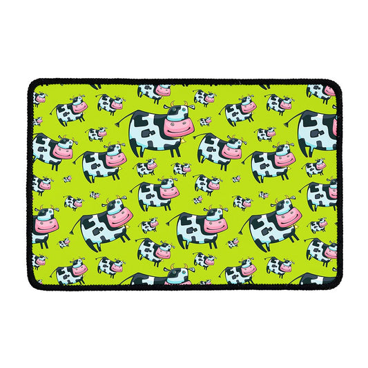 Cartoon Smiley Cow Pattern Print Kitchen Mat