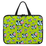 Cartoon Smiley Cow Pattern Print Laptop Sleeve With Handle