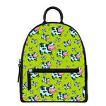 Cartoon Smiley Cow Pattern Print Leather Backpack