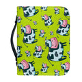 Cartoon Smiley Cow Pattern Print Leather Bible Cover