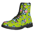 Cartoon Smiley Cow Pattern Print Lace-Up Boots