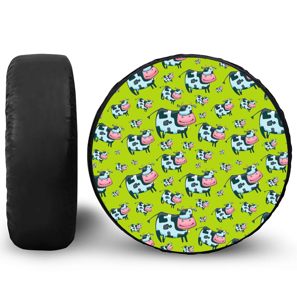 Cartoon Smiley Cow Pattern Print Leather Spare Tire Cover