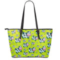 Cartoon Smiley Cow Pattern Print Leather Tote Bag With Zipper
