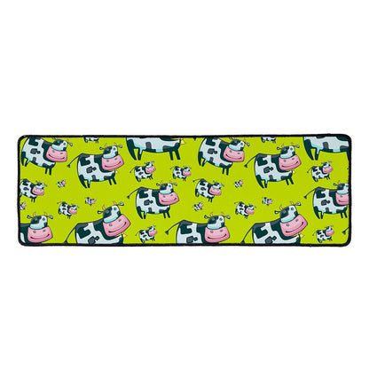 Cartoon Smiley Cow Pattern Print Long Kitchen Mat