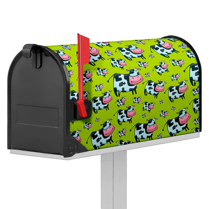 Cartoon Smiley Cow Pattern Print Mailbox Cover