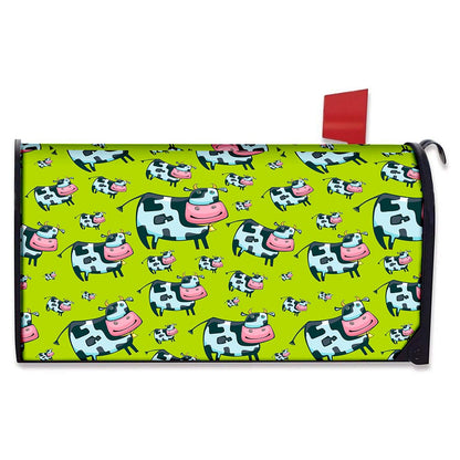 Cartoon Smiley Cow Pattern Print Mailbox Cover