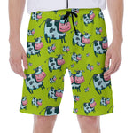 Cartoon Smiley Cow Pattern Print Men's Beach Shorts