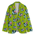 Cartoon Smiley Cow Pattern Print Men's Blazer