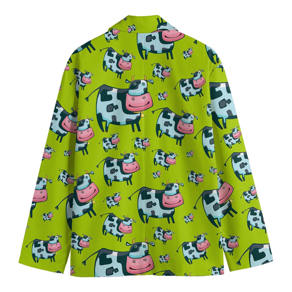 Cartoon Smiley Cow Pattern Print Men's Blazer
