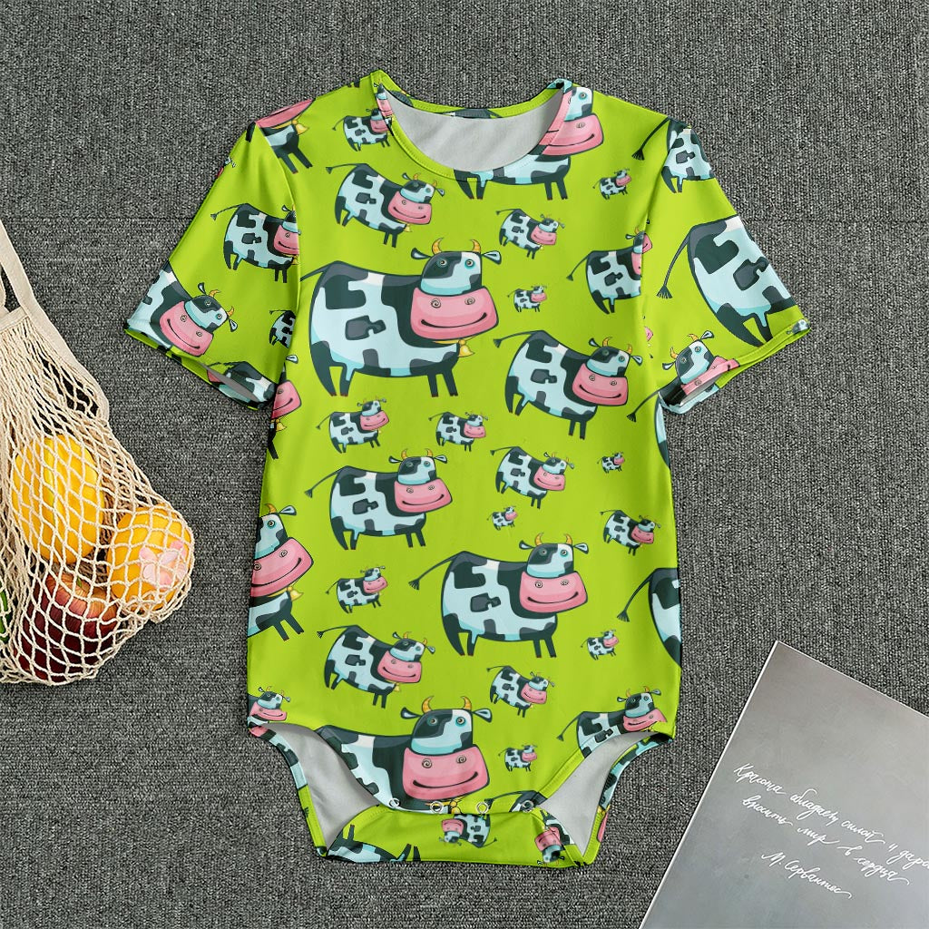 Cartoon Smiley Cow Pattern Print Men's Bodysuit