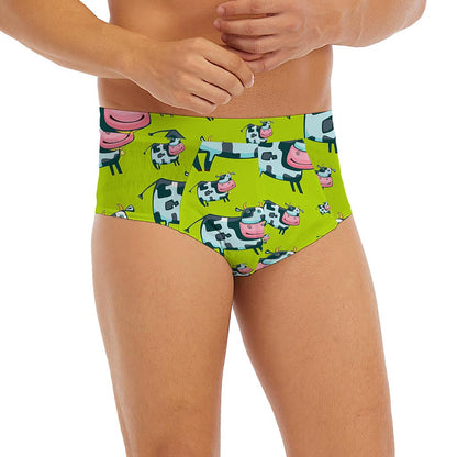 Cartoon Smiley Cow Pattern Print Men's Briefs