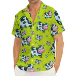 Cartoon Smiley Cow Pattern Print Men's Deep V-Neck Shirt