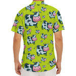 Cartoon Smiley Cow Pattern Print Men's Deep V-Neck Shirt